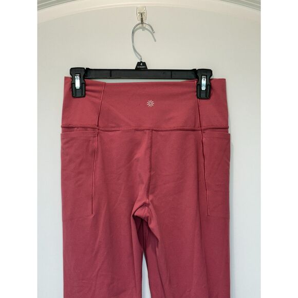 Athleta Transcend Stash Crop Straight Leg Pink Ankle Slit Pants Size Large - Picture 4 of 8